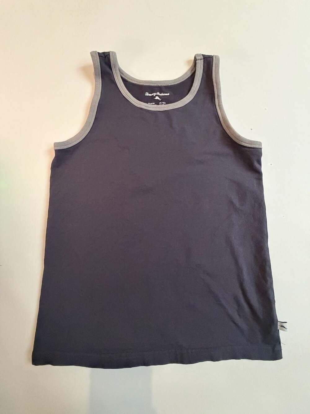 Tommy Bahama Navy Gray Trim Ringer Tank Top Kids 7/8